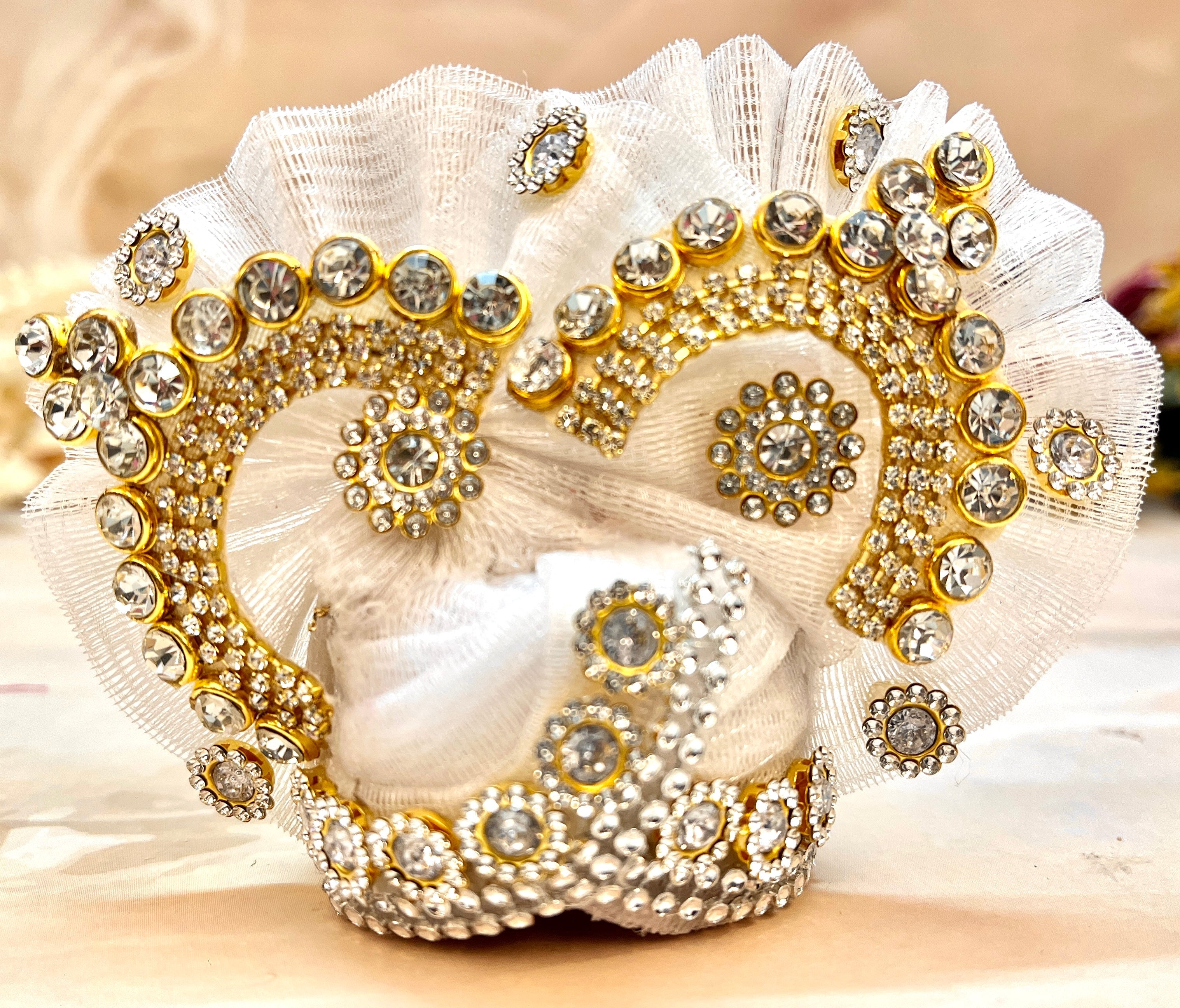 Handmade 7-Piece White Lehenga & Dhoti Set for Laddu Gopal | Designer Kanha Ji Poshak | Fancy Bal Gopal Dress for Janmashtami Celebrations