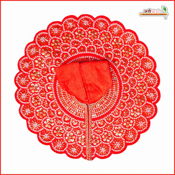 Handmade Red Laddu Gopal Dress with Moti Cutdana Work | Designer Kanha Ji Poshak for Janmashtami | Fancy Bal Gopal Dress & Krishna Ji Outfit