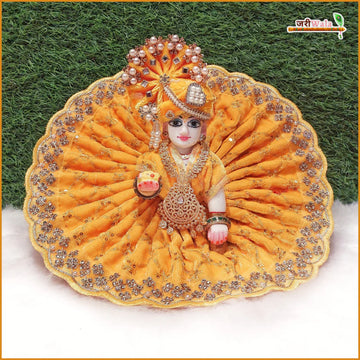 Handmade Yellow Laddu Gopal Dress with Sitara Stone Work | Designer Kanha Ji Poshak for Janmashtami | Fancy Bal Gopal Dress