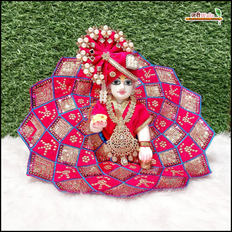 Handmade Magenta Laddu Gopal Dress with Sitara Work | Designer Kanha Ji Poshak for Janmashtami | Fancy Bal Gopal Dress | Krishna Ji Outfit
