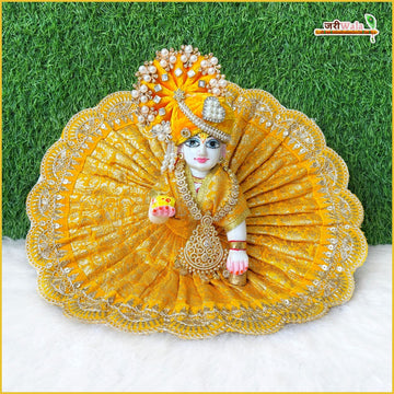 Handmade Yellow Laddu Gopal Dress with Sitara Work | Designer Kanha Ji Poshak for Janmashtami | Fancy Bal Gopal & Krishna Ji Dress