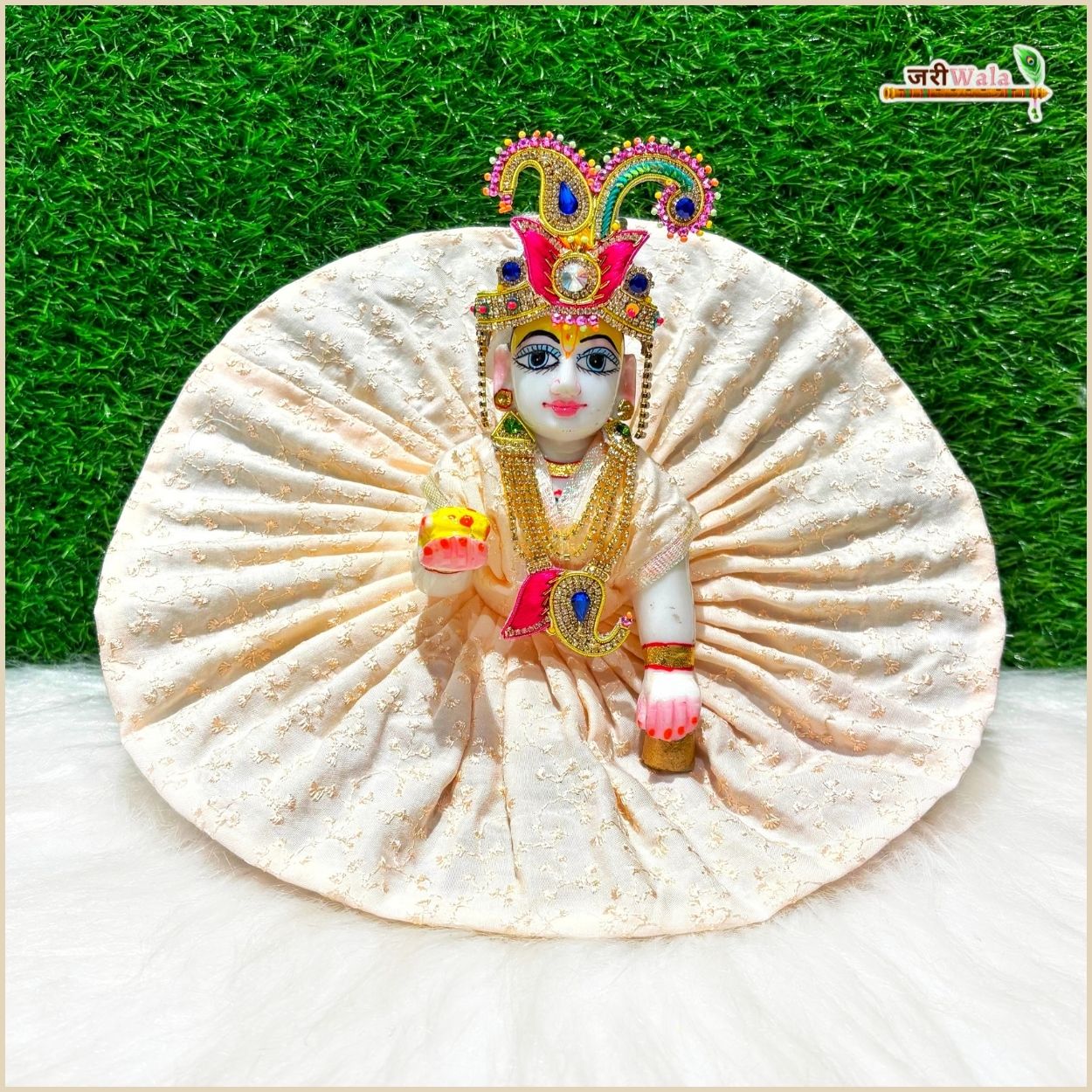 Handmade Peach Cotton Laddu Gopal Dress | Designer Kanha Ji Poshak for Janmashtami | Fancy Bal Gopal Dress | Krishna Ji Dress
