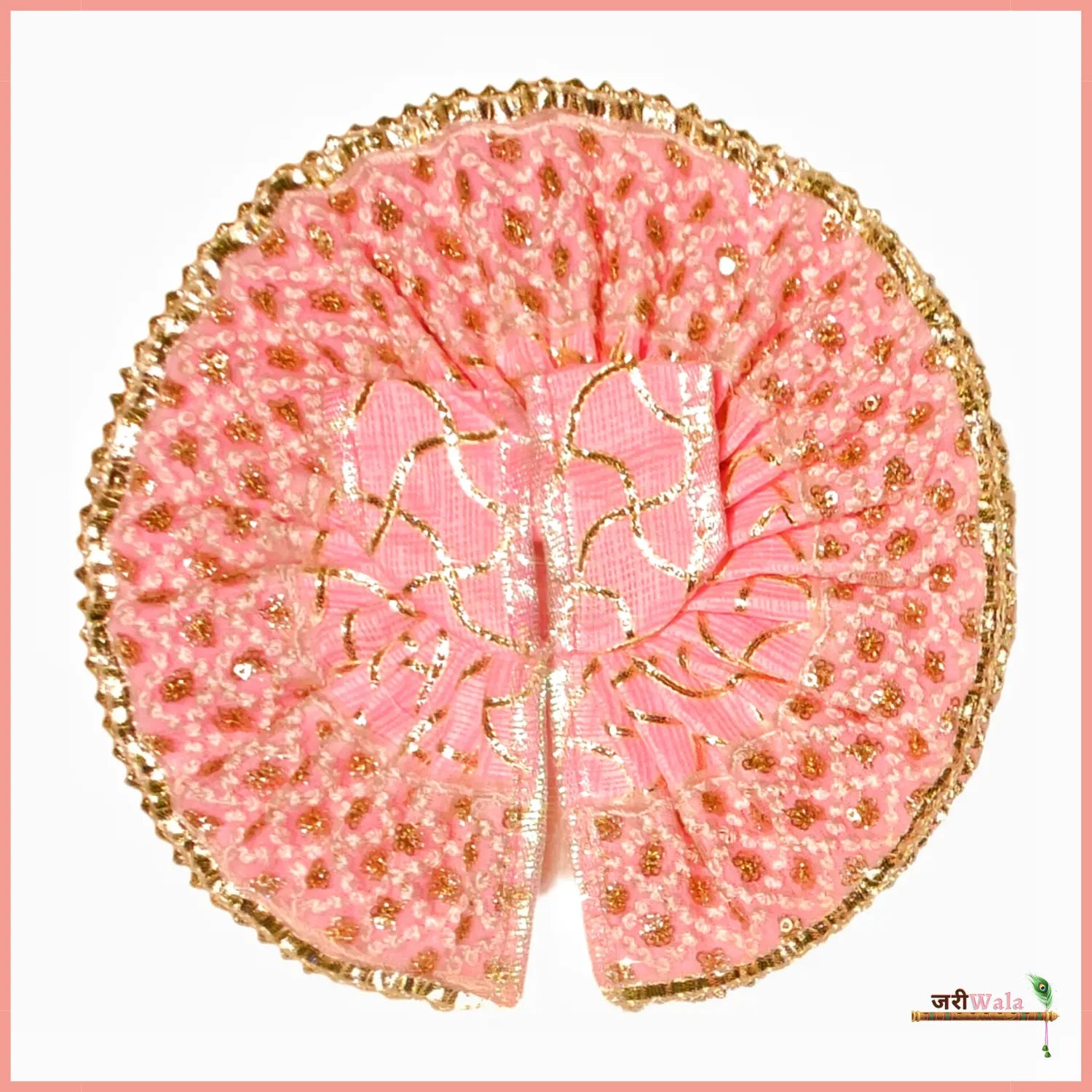Handmade Baby Pink Blended Thread Lace Work Laddu Gopal Dress | Designer Kanha Ji Poshak for Janmashtami | Fancy Bal Gopal & Krishna Ji Dress