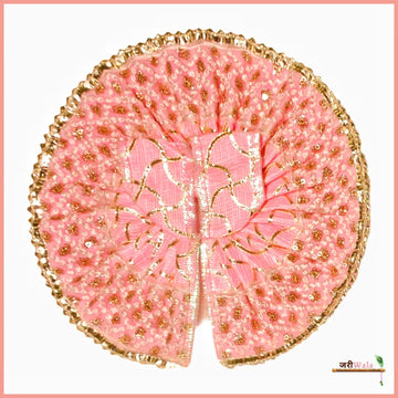 Handmade Baby Pink Blended Thread Lace Work Laddu Gopal Dress | Designer Kanha Ji Poshak for Janmashtami | Fancy Bal Gopal & Krishna Ji Dress