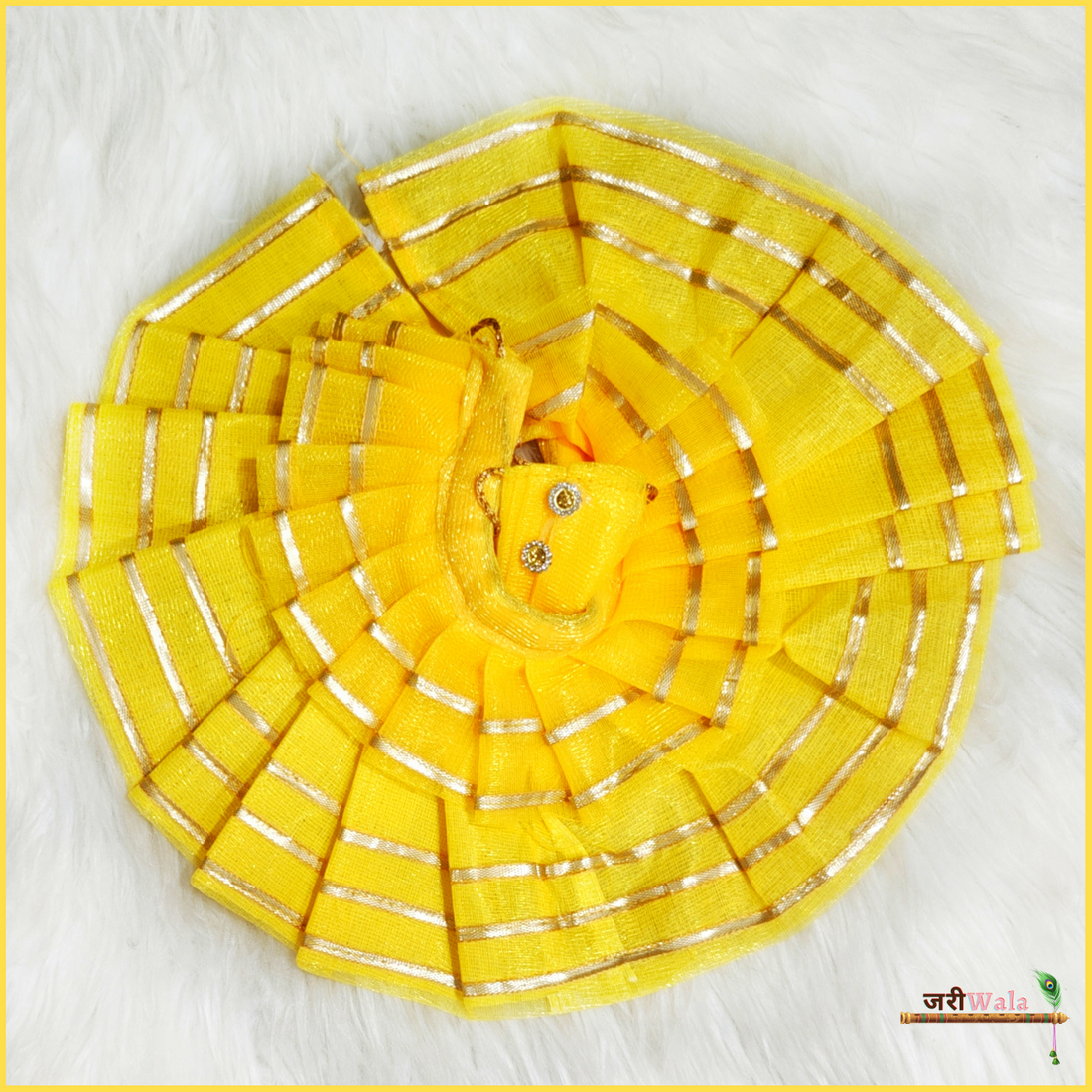 Handmade Net Lace Work Yellow Laddu Gopal Dress | Designer Kanha Ji Poshak for Janmashtami | Fancy Bal Gopal Dress & Krishna Ji Outfit