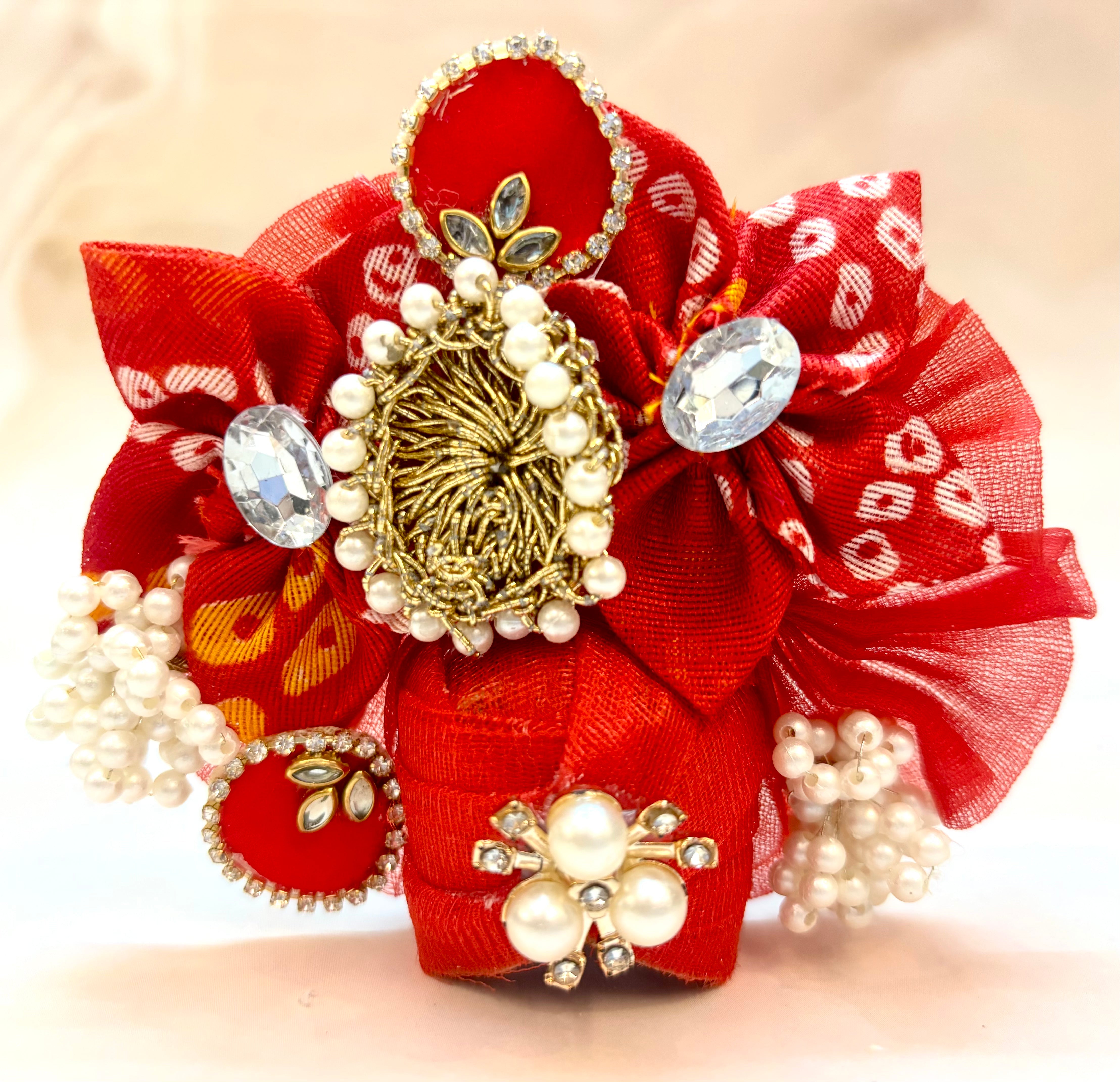 Handmade Red Lotus Laddu Gopal Dress - Designer Kanha Ji Poshak for Janmashtami, Fancy Bal Gopal Dress, Krishna Ji Dress
