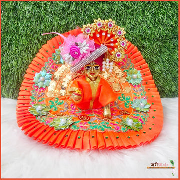 Handmade Designer Orange Frill Thread Lace Poshak for Laddu Gopal, Kanha Ji, Bal Gopal & Krishna Ji - Perfect for Janmashtami Festival