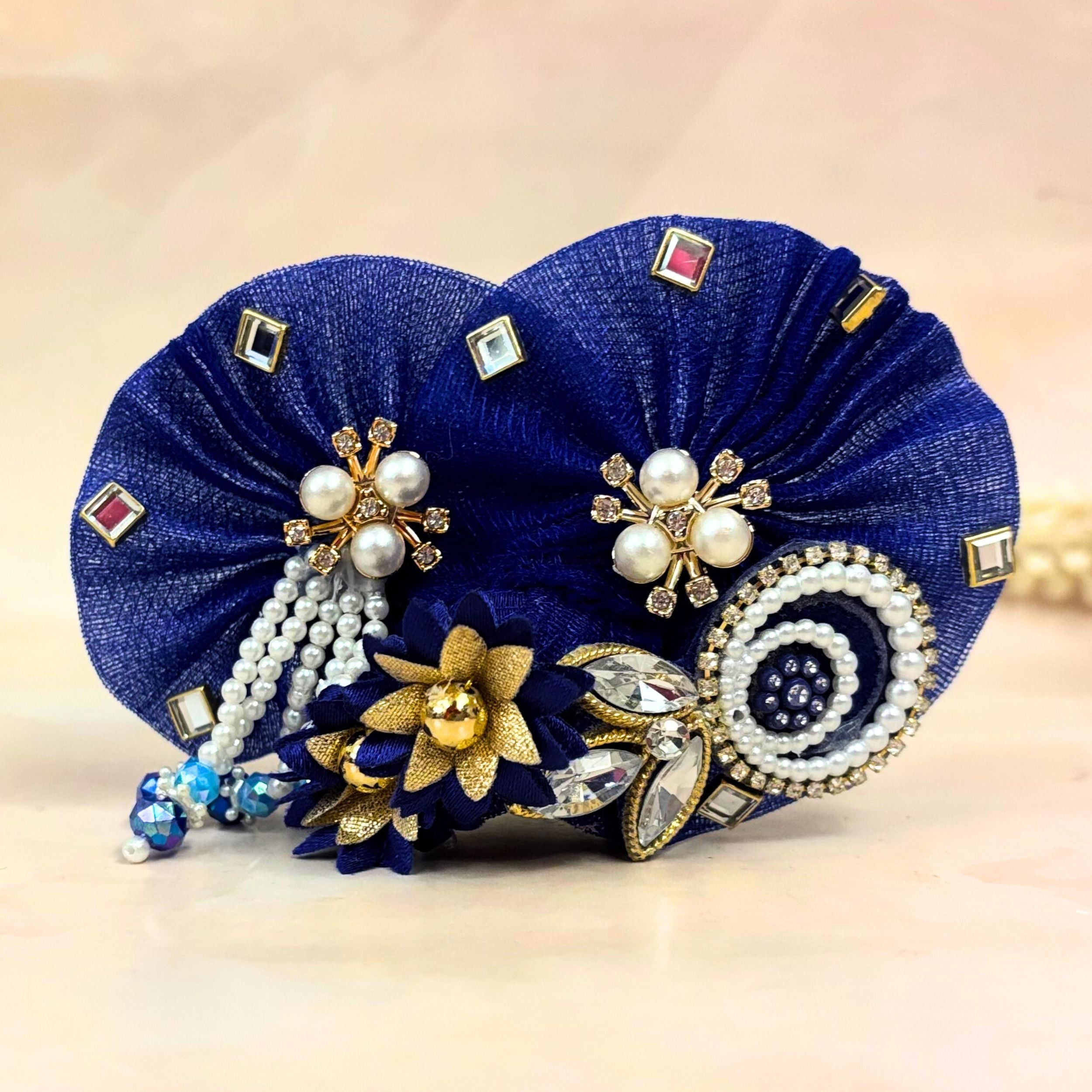 Handmade Neelrajya Velvet Laddu Gopal Dress - Designer Kanha Ji Poshak, Fancy Bal Gopal Dress for Janmashtami Celebrations