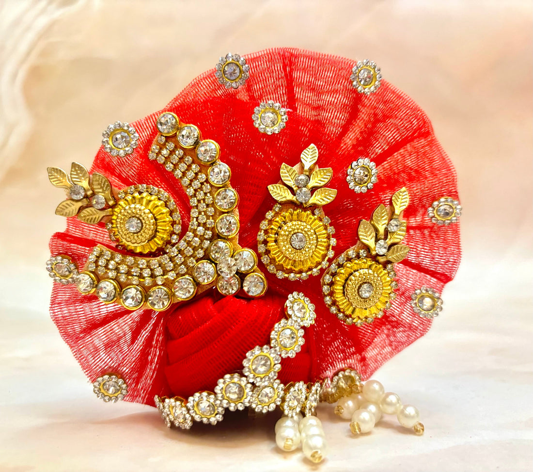 Handmade Red Laddu Gopal Dress Set - 4 Piece Designer Poshak for Kanha Ji, Bal Gopal & Krishna Ji | Perfect for Janmashtami Festival