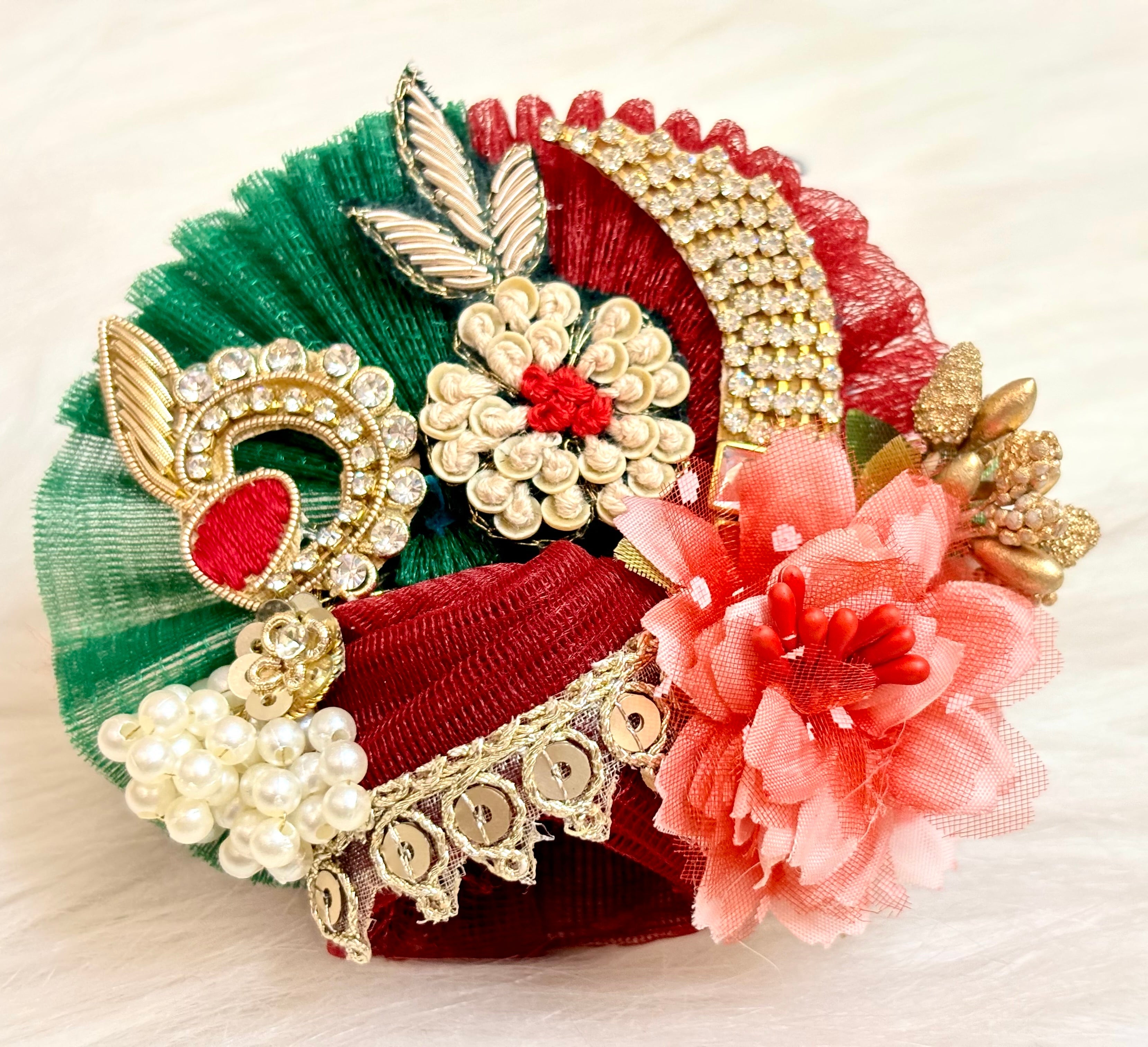 Handmade Luxe Maroon & Bottle Green Velvet Laddu Gopal Dress Set - Designer Kanha Ji Poshak for Janmashtami & Festivals (4 Pieces)