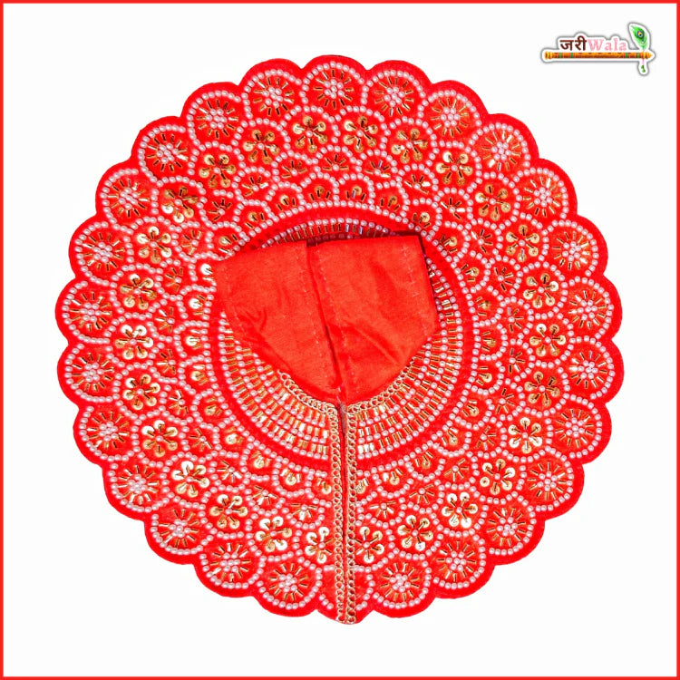 Handmade Red Laddu Gopal Dress with Moti Cutdana Work | Designer Kanha Ji Poshak for Janmashtami | Fancy Bal Gopal Dress & Krishna Ji Outfit