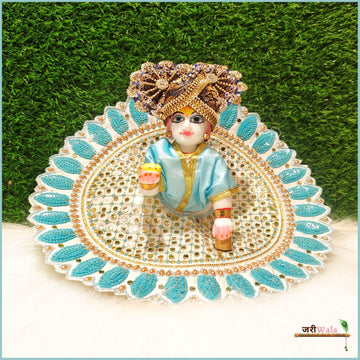 Handmade Light Blue Designer Poshak for Laddu Gopal | Fancy Kanha Ji Dress for Janmashtami | Elegant Bal Gopal & Krishna Ji Dress
