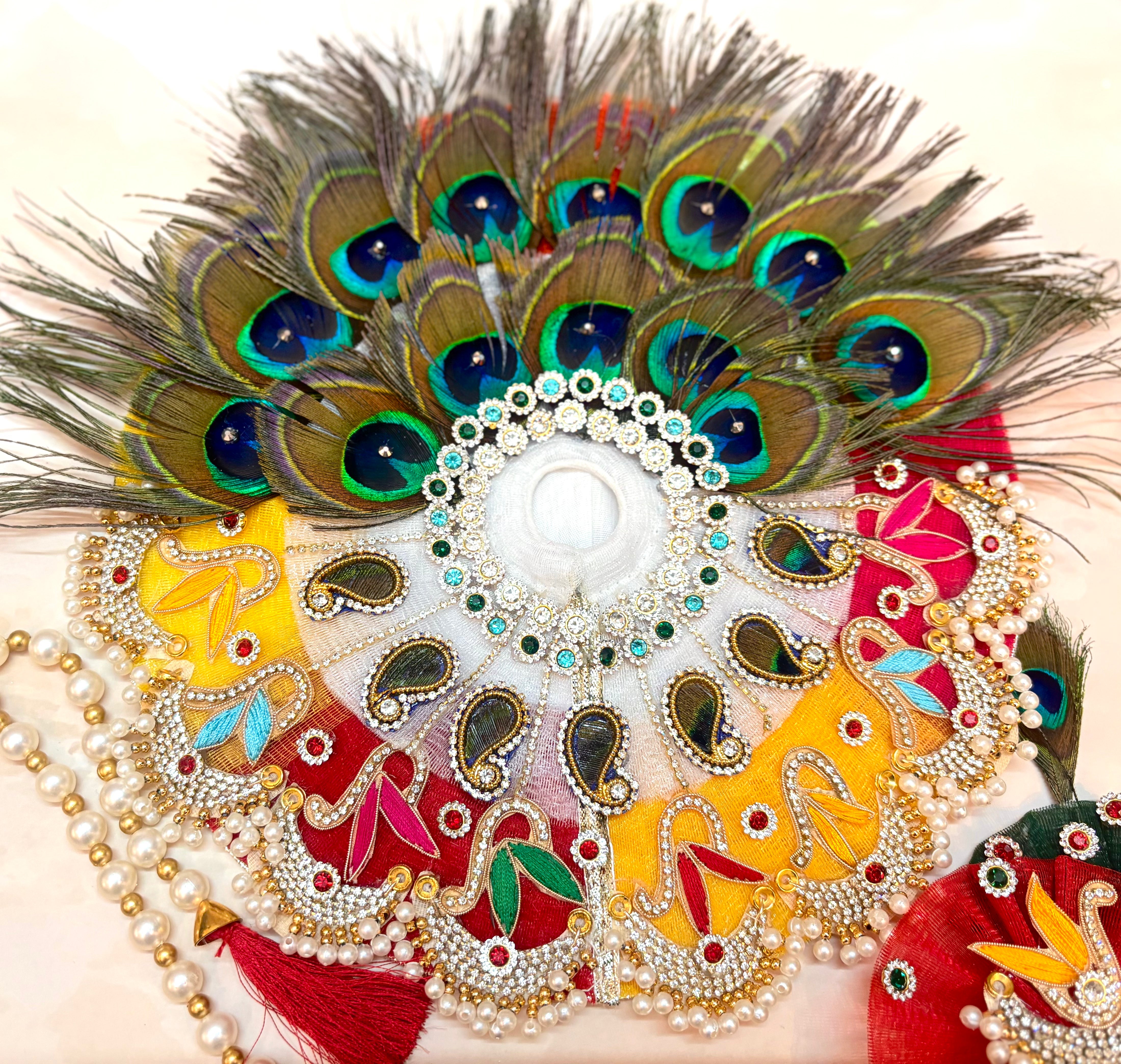 Handmade Multi-Color Laddu Gopal Dress Set - 4 Piece Designer Poshak for Kanha Ji & Bal Gopal | Fancy Janmashtami Krishna Ji Dress