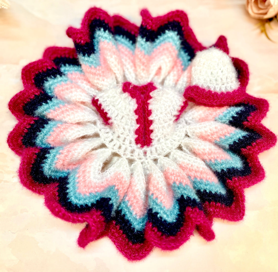 Handmade Magenta & White Woollen Laddu Gopal Dress | Designer Kanha Ji Poshak for Janmashtami | Fancy Bal Gopal & Krishna Ji Dress