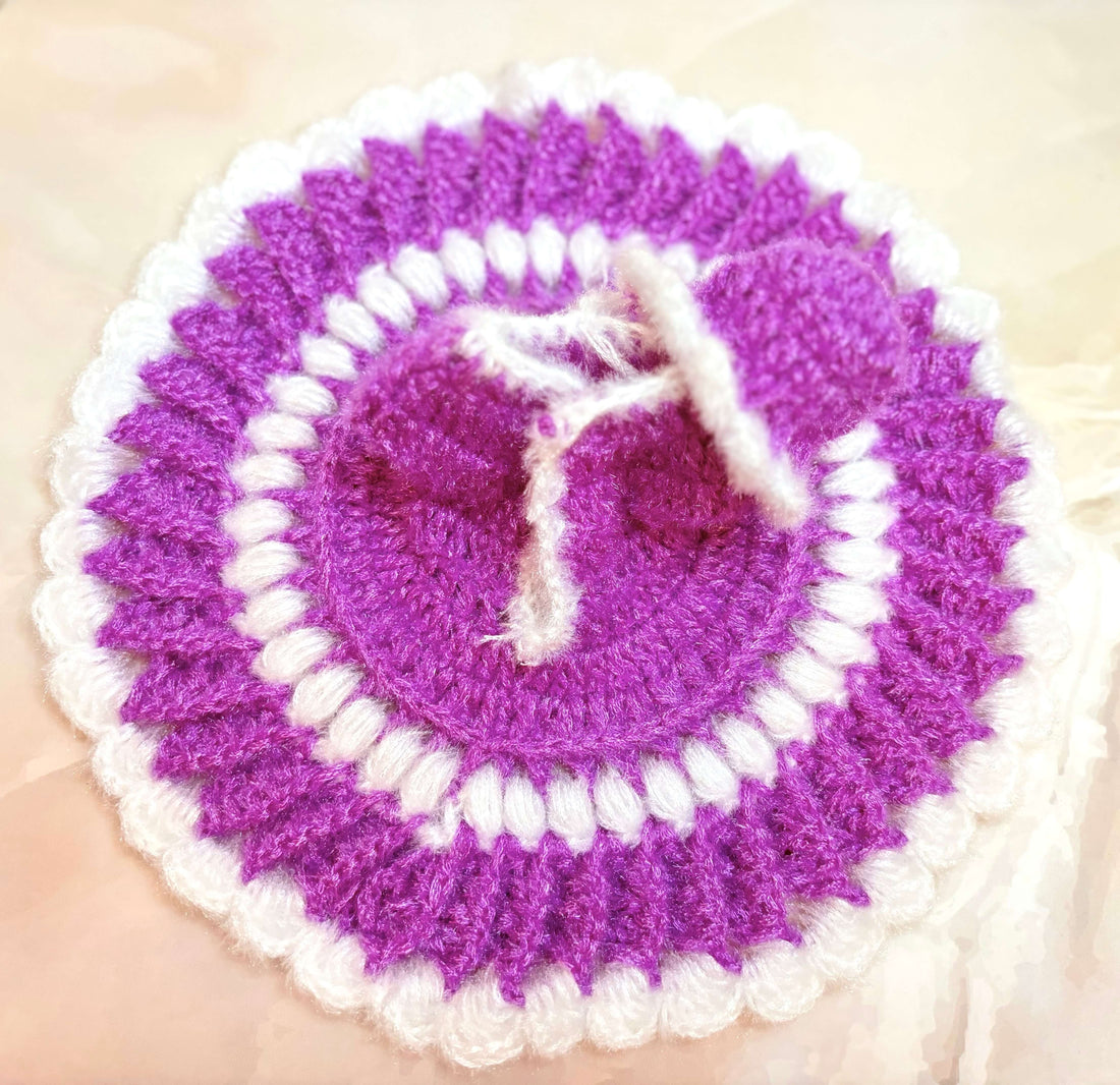 Handmade Lavender Woollen Laddu Gopal Dress - Designer Kanha Ji Poshak for Janmashtami, Fancy Bal Gopal & Krishna Ji Dress