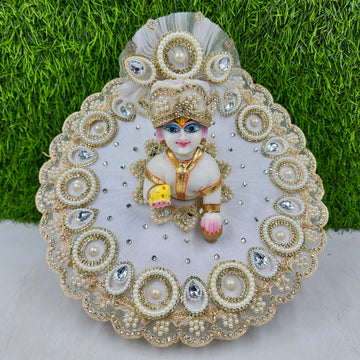Designer White Heavy Laddu Gopal Dress for Kanha Ji | Fancy Poshak for Janmashtami, Diwali & Festivals | Size 0-6 Available