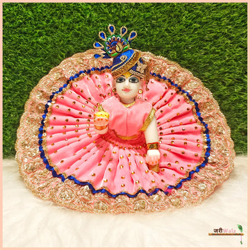Handmade Baby Pink Laddu Gopal Dress with Cutdana Lace Work - Designer Kanha Ji Poshak for Janmashtami, Fancy Bal Gopal Dress
