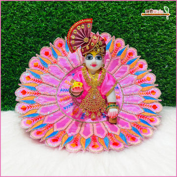 Handmade Baby Pink Laddu Gopal Dress with Sitara Work | Designer Kanha Ji Poshak for Janmashtami | Fancy Bal Gopal Dress