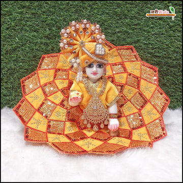 Handmade Yellow Laddu Gopal Dress with Sitara Work | Designer Kanha Ji Poshak for Janmashtami | Fancy Bal Gopal & Krishna Ji Dress
