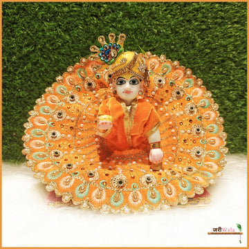 Handmade Orange Laddu Gopal Dress with Sitara Work | Designer Kanha Ji Poshak for Janmashtami | Fancy Bal Gopal & Krishna Ji Dress