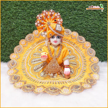 Handmade Yellow Laddu Gopal Dress with Sitara Stone Work | Designer Kanha Ji Poshak for Janmashtami | Fancy Bal Gopal Dress