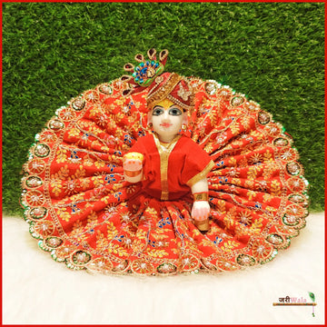 Handmade Red Laddu Gopal Dress with Cutdana Work | Designer Kanha Ji Poshak for Janmashtami | Fancy Bal Gopal Dress for Festivals