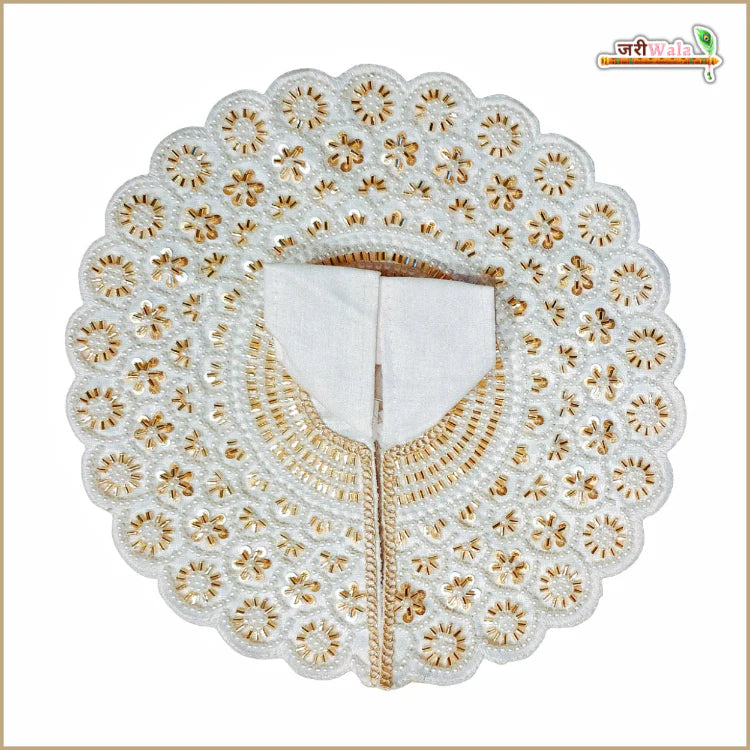 Handmade Designer White Laddu Gopal Dress with Moti Cutdana Work | Fancy Kanha Ji Poshak for Janmashtami & Festivals | Bal Gopal & Krishna Ji Dress