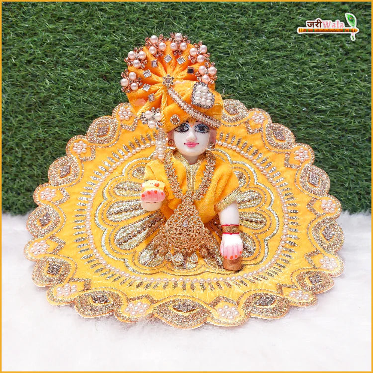 Handmade Yellow Laddu Gopal Dress with Sitara Stone Work | Designer Kanha Ji Poshak for Janmashtami | Fancy Bal Gopal Dress