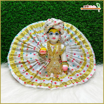 Handmade Coton Bandhej Print Laddu Gopal Dress - Designer Poshak for Kanha Ji, Bal Gopal & Krishna Ji - Perfect for Janmashtami Festival