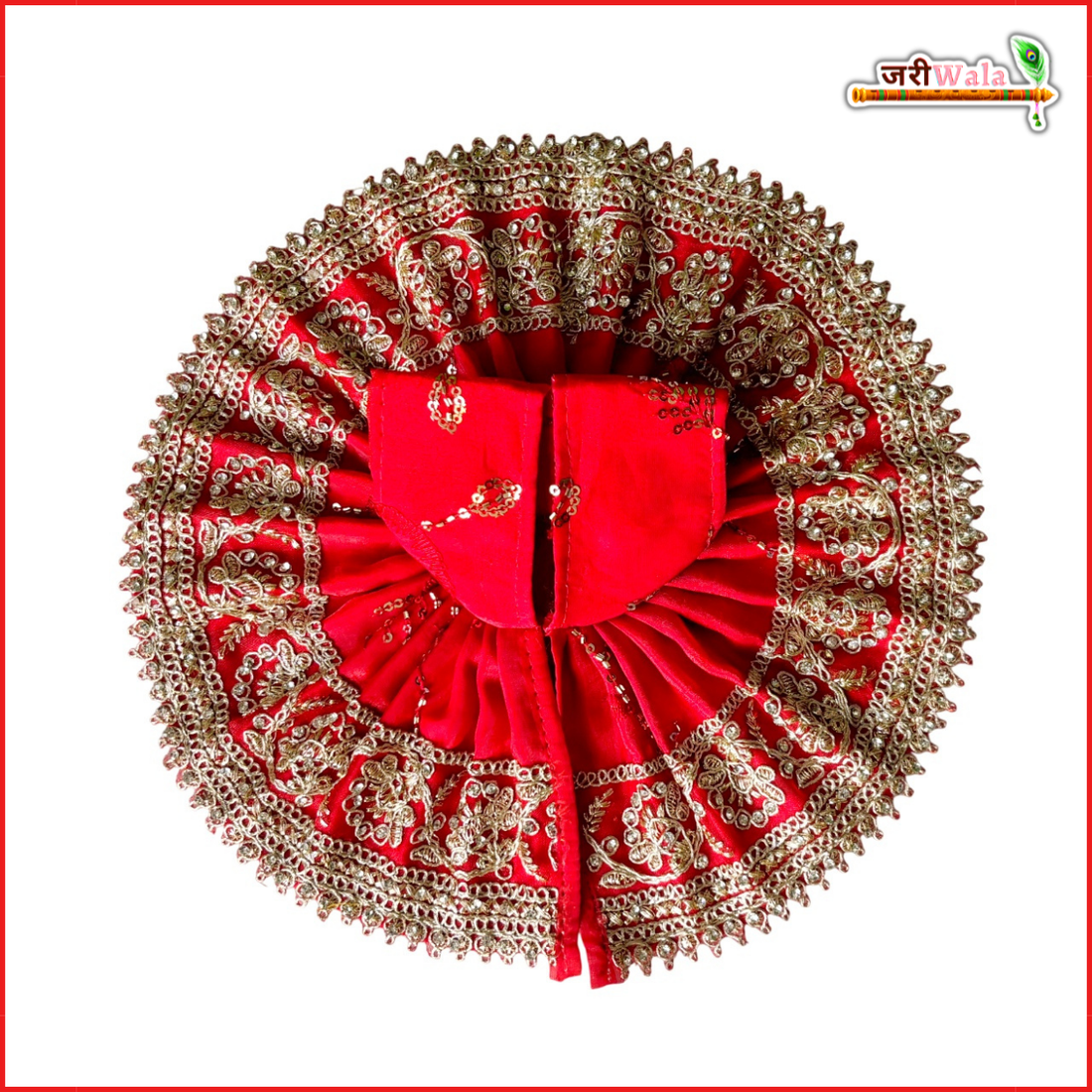 Handmade Designer Red Laddu Gopal Dress with Sitara Stone Work | Fancy Kanha Ji Poshak for Janmashtami & Festivals | Bal Gopal & Krishna Ji Dress