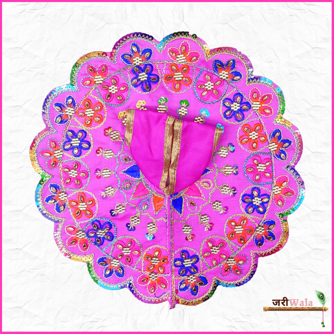 Handmade Designer Magenta Laddu Gopal Dress with Kundan Work | Fancy Kanha Ji Poshak for Janmashtami & Festivals | Bal Gopal & Krishna Ji Dress