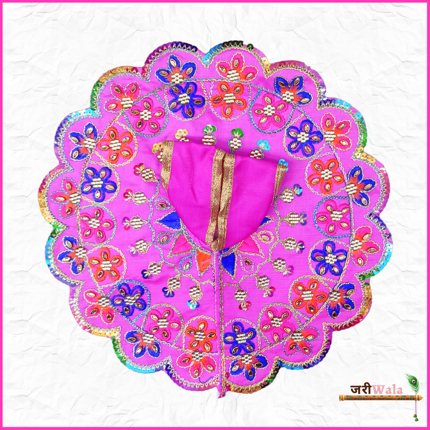 Handmade Designer Magenta Laddu Gopal Dress with Kundan Work | Fancy Kanha Ji Poshak for Janmashtami & Festivals | Bal Gopal & Krishna Ji Dress