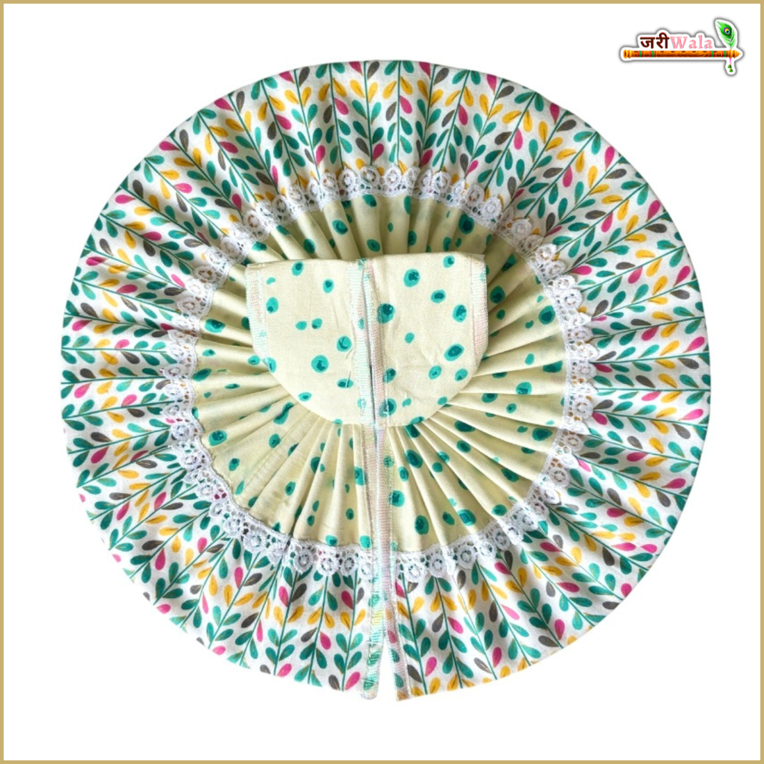 Handmade Designer Cotton Leaf Print Turquoise Green Laddu Gopal Dress | Fancy Kanha Ji Poshak for Janmashtami & Festivals | Bal Gopal & Krishna Ji Dress