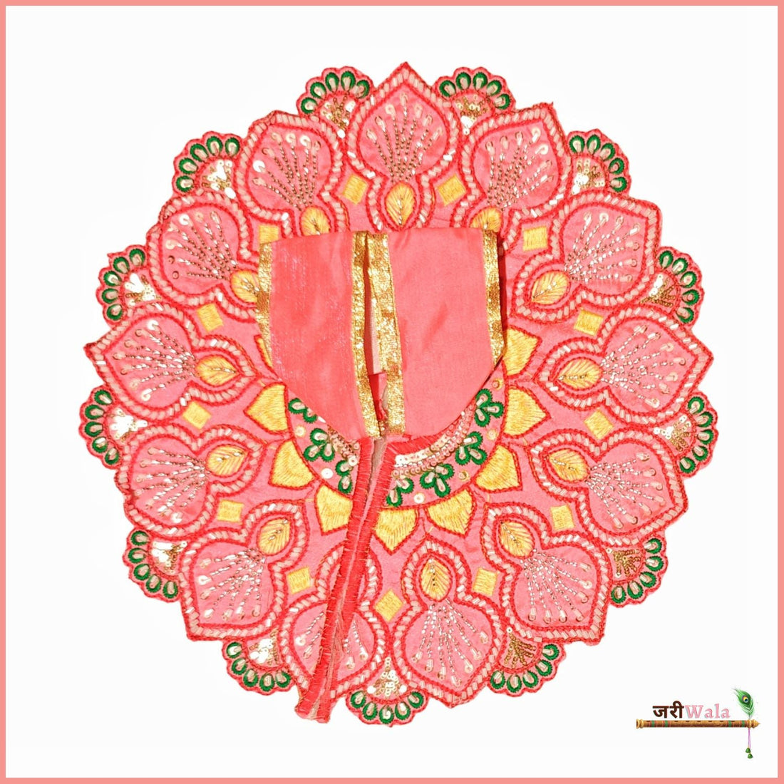 Handmade Designer Blended Thread Cutdana Work Gajri Poshak - Elegant Laddu Gopal Dress for Janmashtami, Kanha Ji Poshak, Bal Gopal Dress