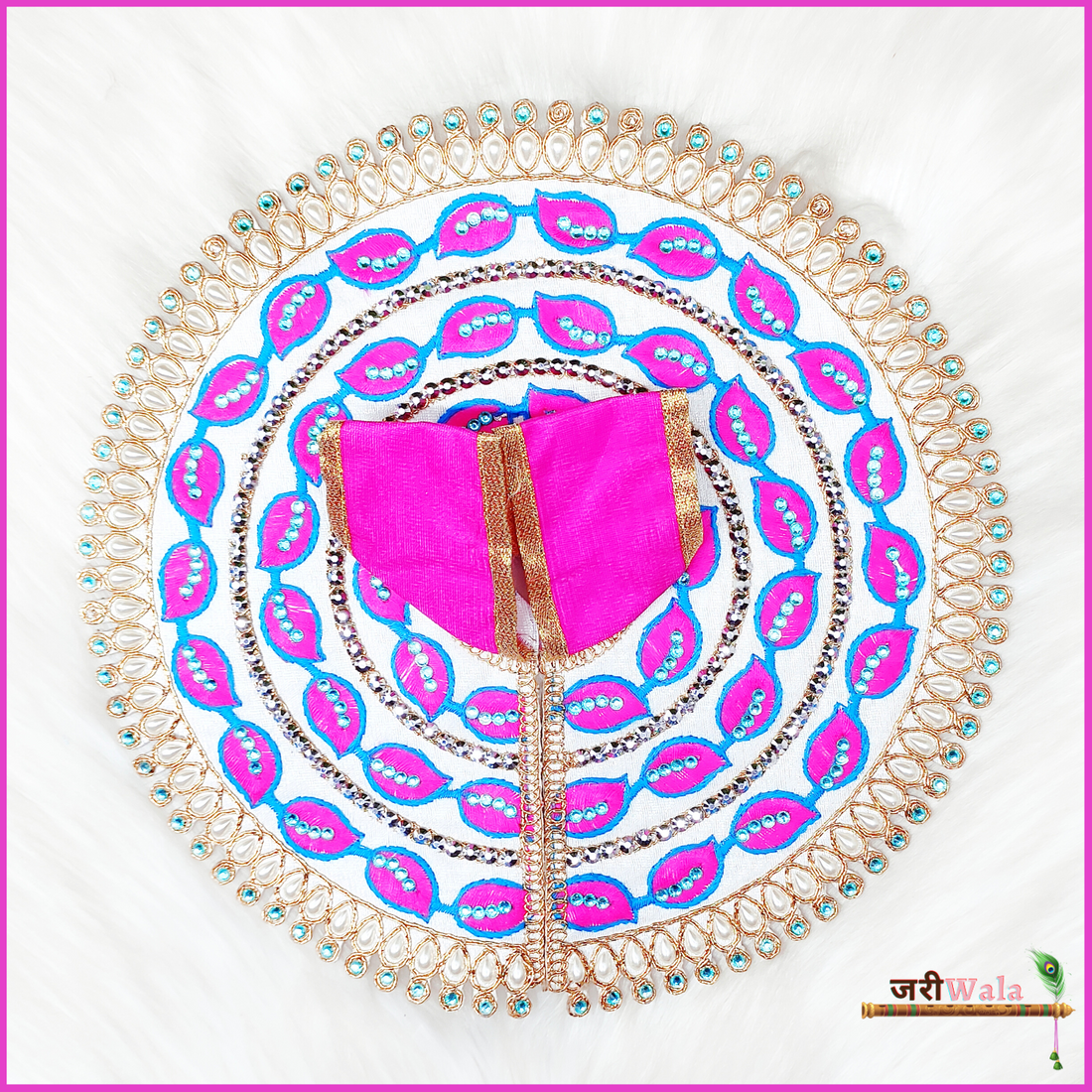 Handmade Magenta Cotton Thread Moti Work Laddu Gopal Dress | Designer Kanha Ji Poshak for Janmashtami | Fancy Bal Gopal & Krishna Ji Dress