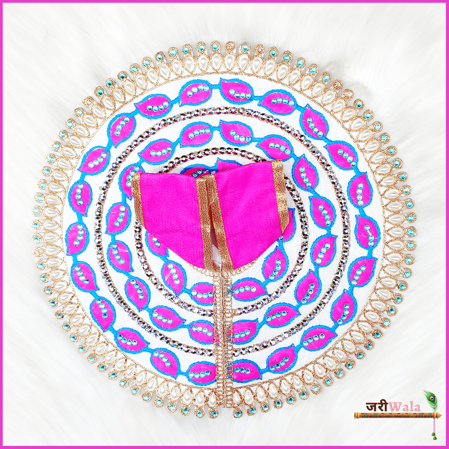 Handmade Magenta Cotton Thread Moti Work Laddu Gopal Dress | Designer Kanha Ji Poshak for Janmashtami | Fancy Bal Gopal & Krishna Ji Dress