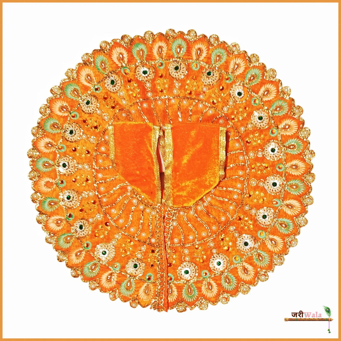Handmade Orange Laddu Gopal Dress with Sitara Work | Designer Kanha Ji Poshak for Janmashtami | Fancy Bal Gopal & Krishna Ji Dress