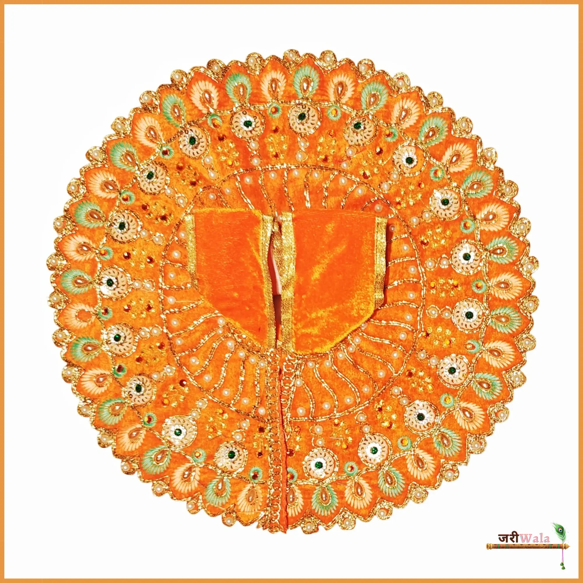 Handmade Orange Laddu Gopal Dress with Sitara Work | Designer Kanha Ji Poshak for Janmashtami | Fancy Bal Gopal & Krishna Ji Dress