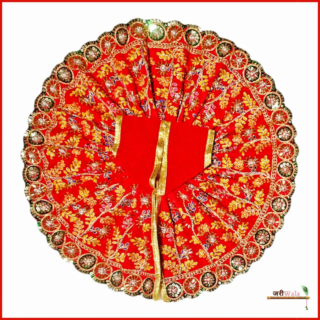 Handmade Red Laddu Gopal Dress with Cutdana Work | Designer Kanha Ji Poshak for Janmashtami | Fancy Bal Gopal Dress for Festivals