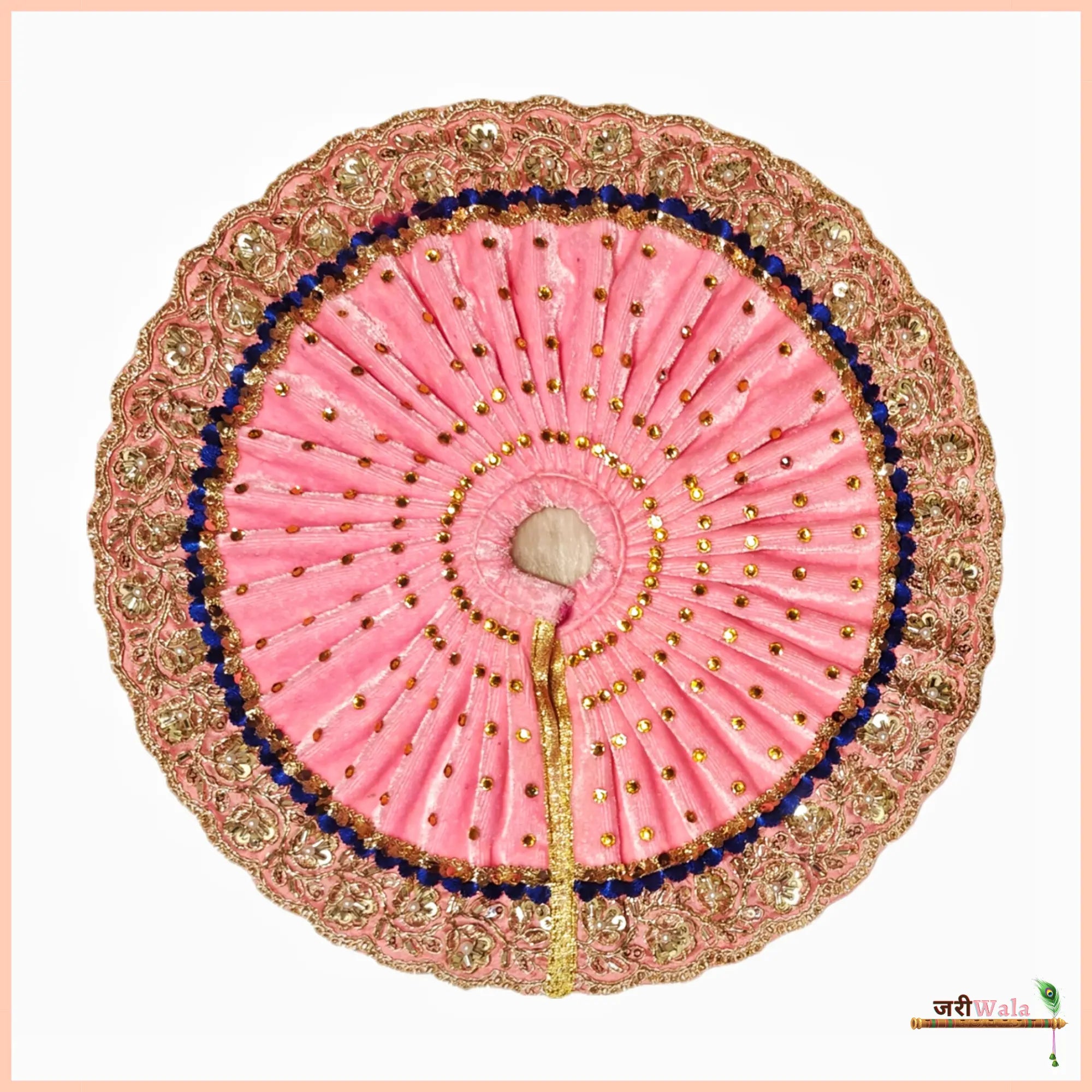 Handmade Baby Pink Laddu Gopal Dress with Cutdana Lace Work - Designer Kanha Ji Poshak for Janmashtami, Fancy Bal Gopal Dress