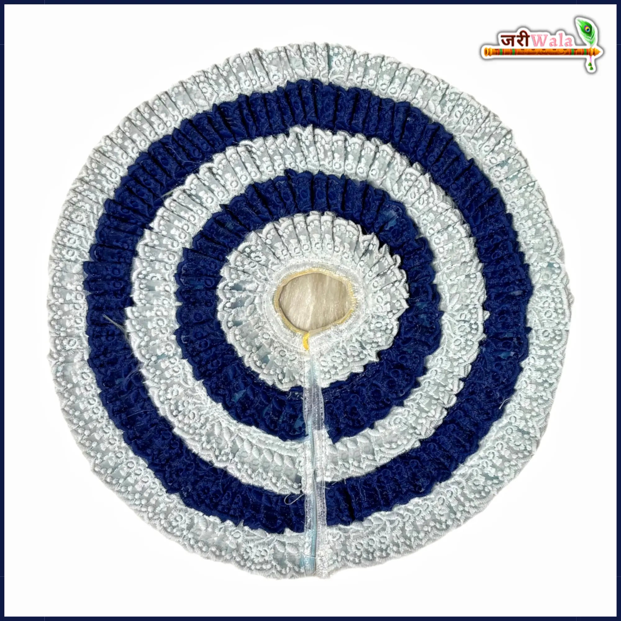 Handmade Designer Blue & White Blended Frill Thread Work Poshak for Laddu Gopal | Fancy Kanha Ji Dress for Janmashtami & Festivals