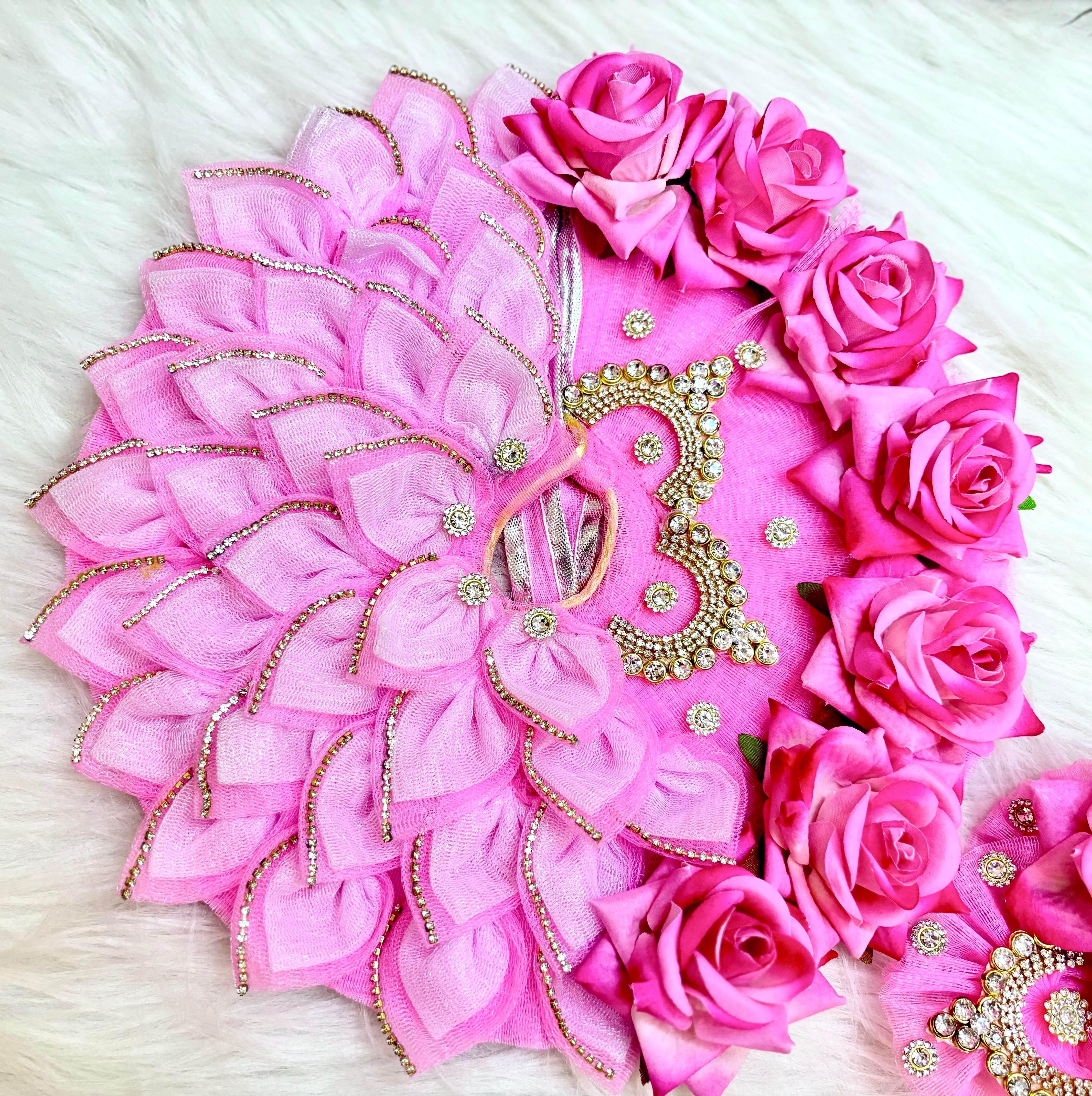 Handmade Light Pink Laddu Gopal Dress - Designer Kanha Ji Poshak for Janmashtami | Fancy Bal Gopal Dress for Festivals | Krishna Ji Dress