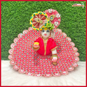 Handmade Designer Red Laddu Gopal Dress with Sitara Cutdana Work | Fancy Kanha Ji Poshak for Janmashtami & Festivals | Bal Gopal & Krishna Ji Dress
