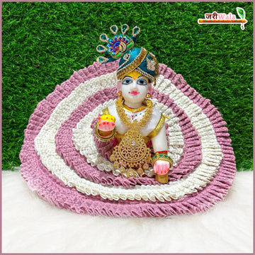 Handmade Designer Blended Frill Thread Work Poshak for Laddu Gopal & Kanha Ji - Elegant Pyazi & White Dress for Janmashtami Festival