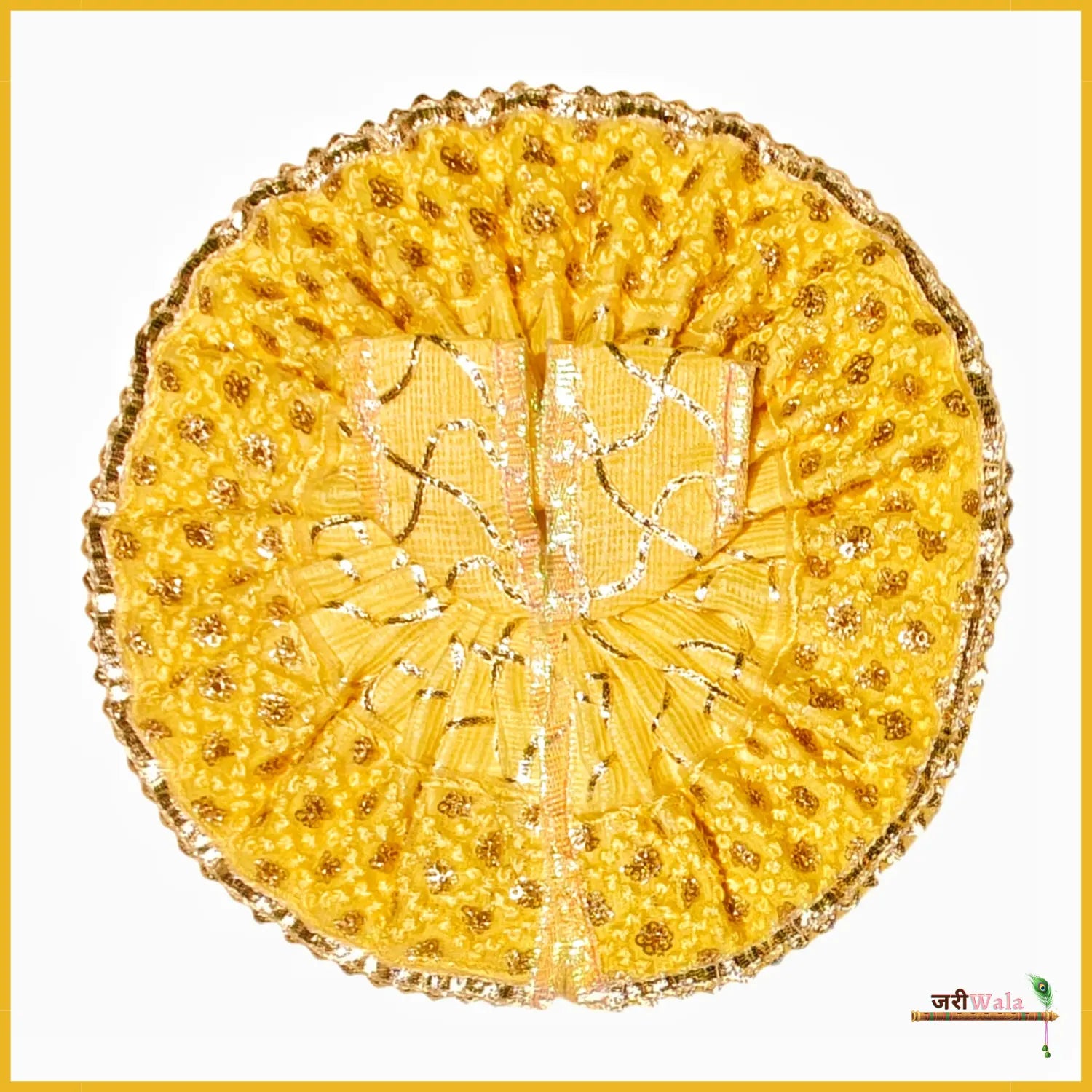 Handmade Blended Thread Lace Work Yellow Laddu Gopal Dress | Designer Kanha Ji Poshak for Janmashtami | Fancy Bal Gopal & Krishna Ji Dress