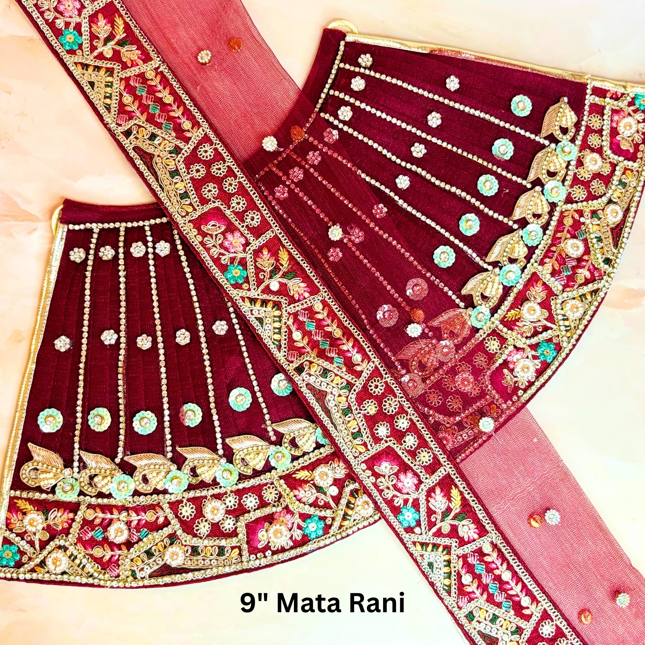 Handmade Luxe Mahagauri Durga Maa Dress - Designer Laddu Gopal Poshak, Fancy Kanha Ji Dress for Janmashtami, Bal Gopal & Krishna Ji Celebration