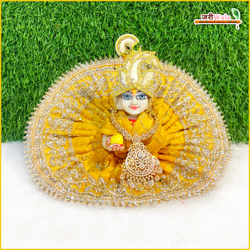 Handmade Yellow Laddu Gopal Dress with Sitara Stone Work | Designer Kanha Ji Poshak for Janmashtami | Fancy Bal Gopal Dress
