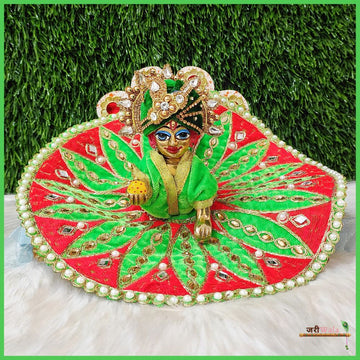 Handmade Shaneel Thread Moti Work Green Laddu Gopal Dress | Designer Kanha Ji Poshak for Janmashtami | Fancy Bal Gopal & Krishna Ji Dress