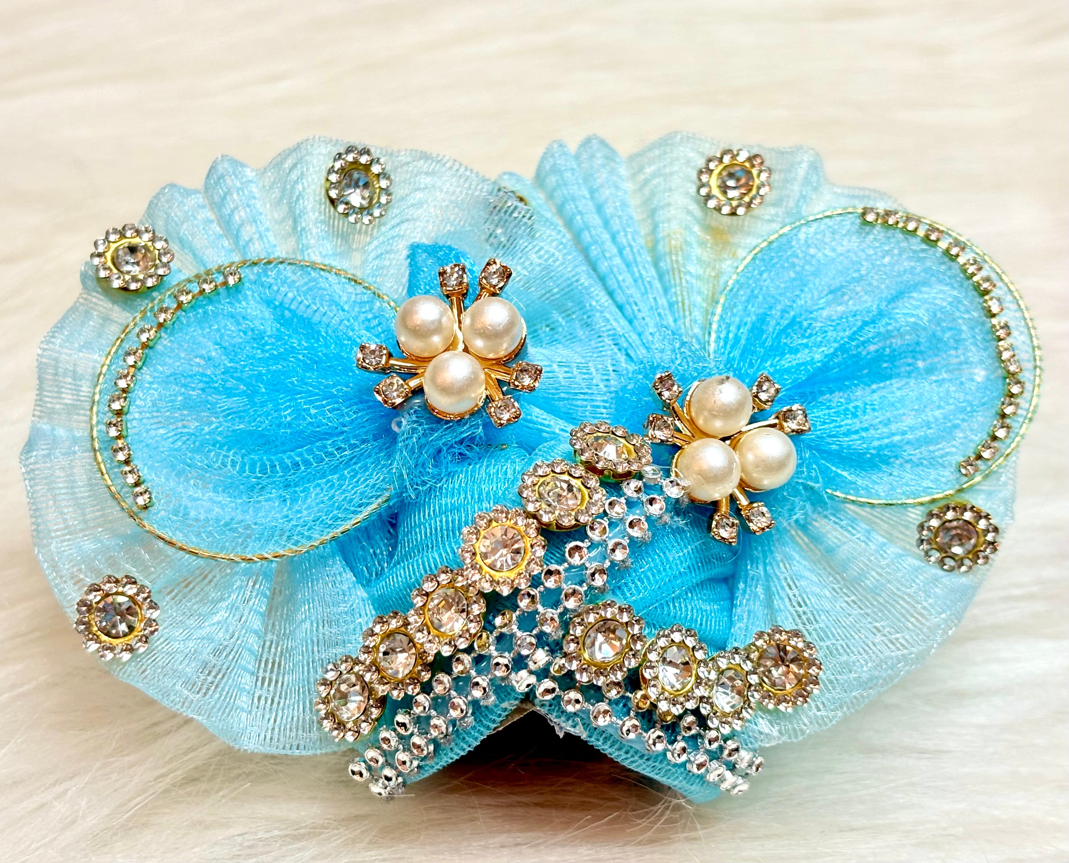 Handmade Sky Blue Laddu Gopal Dress - Designer Kanha Ji Poshak for Janmashtami, Fancy Bal Gopal Dress, Krishna Ji Outfit