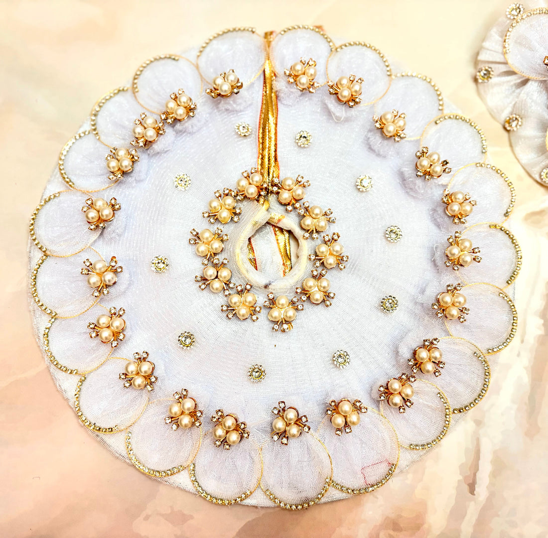 Handmade Sparkling White Laddu Gopal Dress - Designer Kanha Ji Poshak for Janmashtami & Festivals | Fancy Bal Gopal Dress